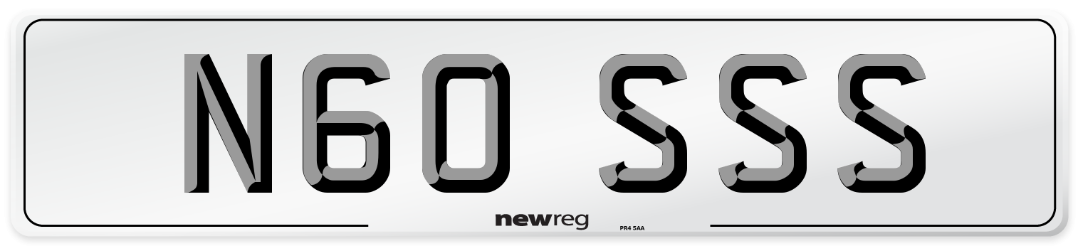 N60 SSS Number Plate from New Reg